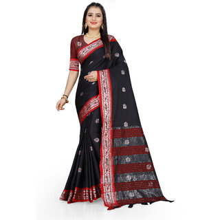                       SVB Sarees Black Colour Cotton Embellished Saree                                              