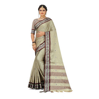SVB Sarees Cream Colour Cotton Embellished Saree SVB Sarees Cream Colour Cotton Embellished Saree