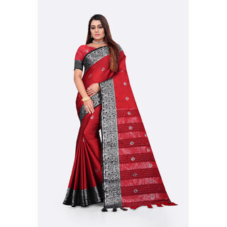 SVB Sarees Red Colour Cotton Embellished Saree SVB Sarees Red Colour Cotton Embellished Saree