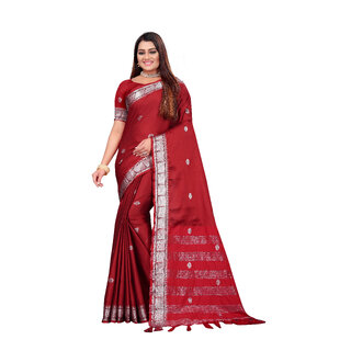 SVB Sarees Red Colour Cotton Embellished Saree SVB Sarees Red Colour Cotton Embellished Saree