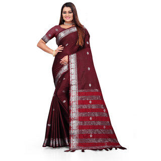 SVB Sarees Maroon Colour Cotton Embellished Saree SVB Sarees Maroon Colour Cotton Embellished Saree