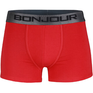                       Men's Mid-Rise Premia Cotton Trunk With Elasticated Band- Red                                              