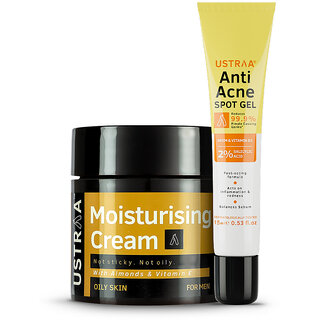Ustraa Anti Acne Spot Gel - 15ml And Moisturising Cream Oily Skin - 100g
