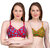 PEACH SMILE Floral Print Seamed Non Padded Bra For Women-Red-Mustard