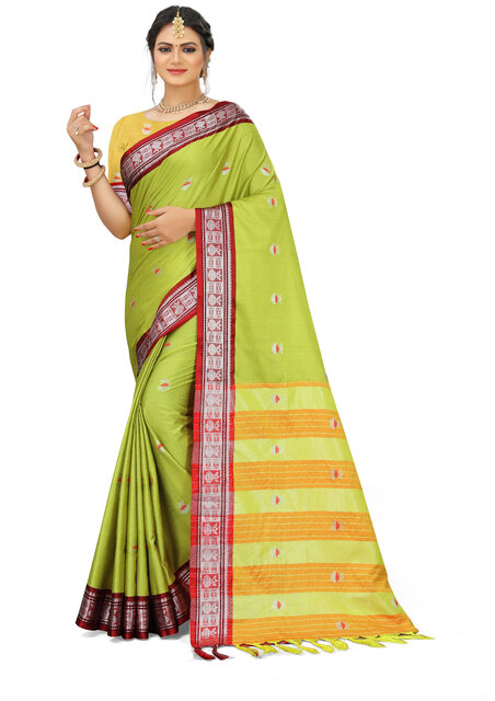 SVB Sarees Yellow Colour Cotton Embellished Saree
