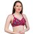 PEACH SMILE Floral Print Seamed Non Padded Bra For Women-Red-Navy