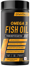 Gymvitals Fish Oil 1000mg with 180mg EPA and 120mg DHA ,100 Soft Gelatin Capsules