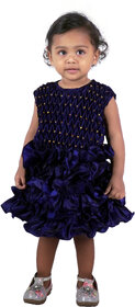 Kidzee Kingdom Pure Cotton Baby Girl's Frock  Dark Blue  Sleeveless  Pack of 1