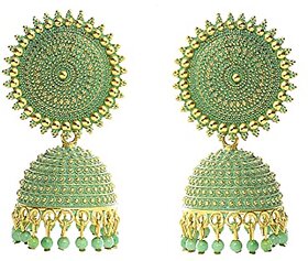 Divyesh Creation Jhumka Earrings in Light Green Colour, Stylish Jhumka