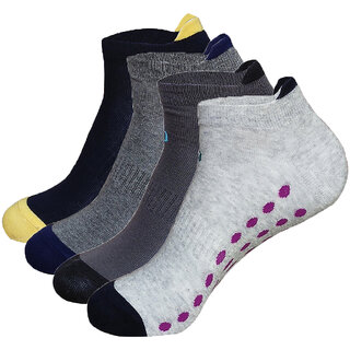 ANKII Cotton Stylish Self Design Men Ankle Length Socks, Pack Of 4