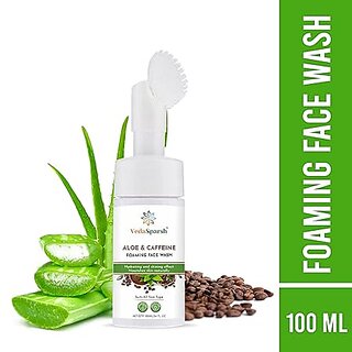 VedaSparsh Aloe And Caffeine Foaming Face Wash With Brush, 100 ml