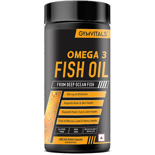Gymvitals Fish Oil 1000mg with 180mg EPA and 120mg DHA ,100 Soft Gelatin Capsules