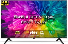 Sansui 140cm (55 inches) 4K Ultra HD Certified Android LED TV JSW55ASUHD (Mystique Black) (2021 Model)  With Dolby Audi
