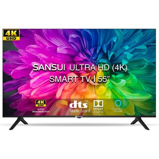 Sansui 140cm (55 inches) 4K Ultra HD Certified Android LED TV JSW55ASUHD (Mystique Black) (2021 Model)  With Dolby Audi