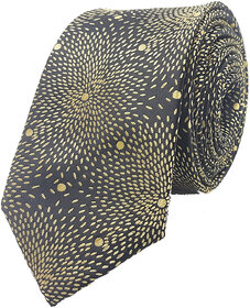 Exotique Italian Style Black & Gold Microfiber Neck tie For Men (MT0003MU)