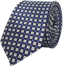 Exotique The Woven Swing Black,Blue & White Microfiber Neck tie For Men (MT0015MU)