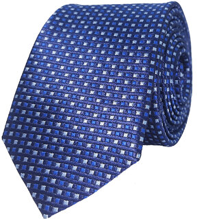Exotique Checkerd Italian Blue & White Microfiber Neck tie For Men (MT0005BL)