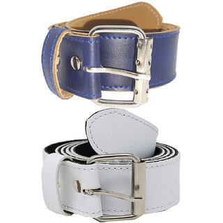                       Exotique Blue & White Faux Leather Belt Combo For Women (WC0029MU)                                              