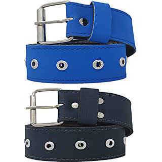 Exotique Black & Blue Faux Leather Belt Combo For Women (WC0033MU)