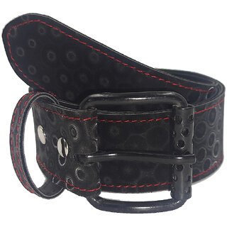                       Exotique  Black Casual Faux Leather Belt For Women (BW0042BK)                                              