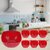 Red Serving Bowl with Set of 6 Small Bowl and Spoon