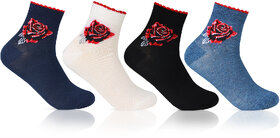 Women Fancy Ankle Length Socks - Pack Of 4 - By Bonjour