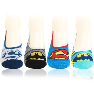                       Bonjour Batman & Superman Loafer Socks For Men - Pack Of 4                                              