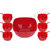 Red Serving Bowl with Set of 6 Small Bowl and Spoon