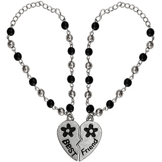                       M Men Style  Broken Heart Best Couple Crystal  With S -Hook Clasp  Zinc  Metal  Bracelet                                              