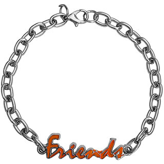                       M Men Style Charm Link Chain Bracelet  Orange  Metal Bracelet For Boys And GirlsSBr2022220                                              