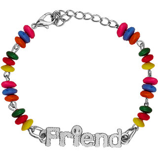                       M Men Style Heart Charm Beaded  Lobster Clasp  Multicolor  Metal Crystal Bracelet For Boys And Girls                                              