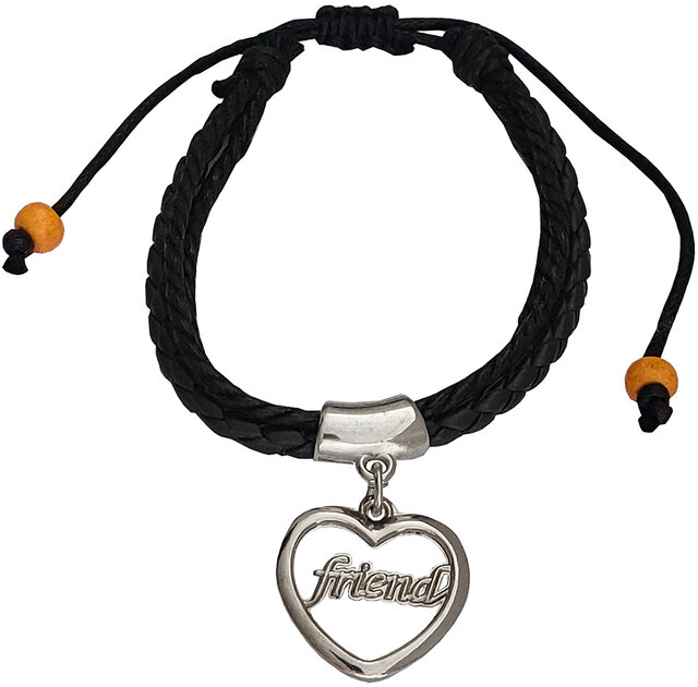 Buy Shiv Jagdamba Valentine Gift Love You Couple Black White Leather Metal  Bracelet For Men And Women Online - Get 69% Off