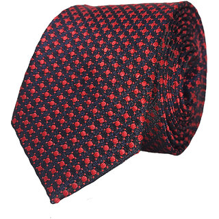 Exotique Checkerd Italian Black & Red Microfiber Neck tie For Men (MT0005MU)