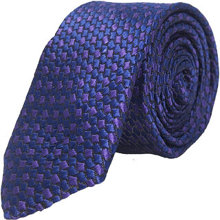                       Exotique Mini Squares Blue & Purple Microfiber Neck tie For Men (MT0009PL)                                              