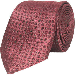                       Exotique Mini Squares Brown Microfiber Neck tie For Men (MT0009BR)                                              