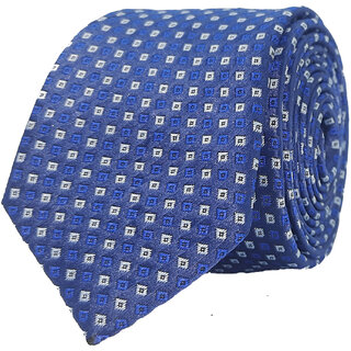                       Exotique Flowral Italian Blue & White Microfiber Neck tie For Men (MT0010BL)                                              
