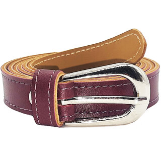                       Exotique  Maroon Casual Faux Leather Belt For Women (BW0019MN)                                              