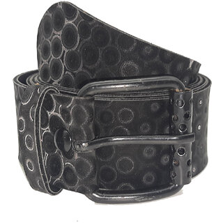                       Exotique  Black Casual Faux Leather Belt For Women (BW0033BK)                                              