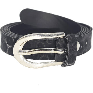                       Exotique  Black Casual Faux Leather Belt For Women (BW0035BK)                                              