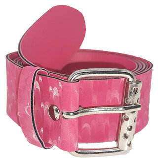                       Exotique  Pink Casual Faux Leather Belt For Women (BW0036PK)                                              