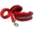 Petshop7 Nylon Dog Collar  Leash with Fur 1.25 Inch-Red-Large