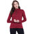 Texco Lurex Maroon Zipper Mock Neck Well Crafted Sweatshirt With Attached Gloves