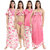 Be You Pink Floral Women Nightwear Set / 6 Pieces Nighty Set