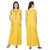 Diljeet Women Yellow Solid Satin Night Gown