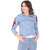 BuyNewTrend Stone Wash Denim Light Blue Jacket For Women with Rose Patch