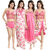 Be You Pink Floral Women Nightwear Set / 5 Pieces Nighty Set