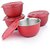 Pack Of 4 Microwave Safe Stainless Steel Plastic Coated Red Bowl 13 cm Each