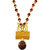 Men Style Religious Jewelry Shiv Trishul Damru Locket Gold Cap Brown Wood Panchmukhi Rudhrasha Mala