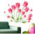 Wall Dreams Pink Tulip Flowers In Full Bloom Bunch Abstract Art/Modern Art Wall Stickers (50cmX70cm)