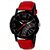 Mark Regal Black Round Dial Red Leather Strap Analog Watch For Men